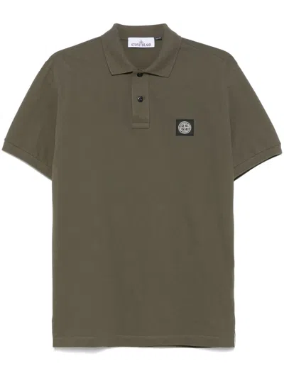 Stone Island Piqué-weave Polo Shirt In Green