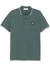 Stone Island Piqué-weave Polo Shirt In Grün