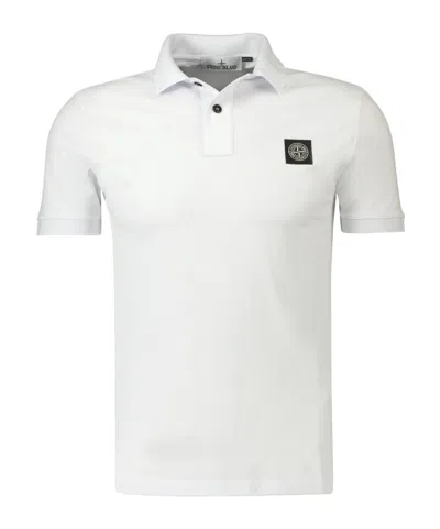 Stone Island Piqué-weave Polo Shirt In White