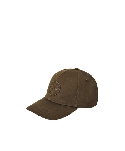 Stone Island Plain Cotton Rep Cap In Green