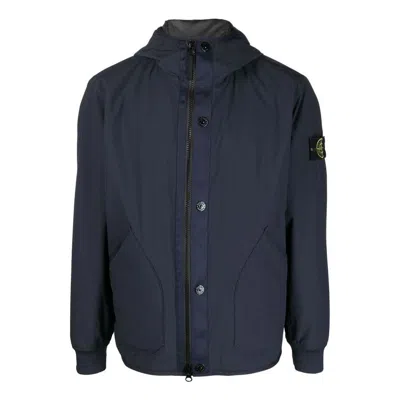Stone Island Plain Logo Jackets 'navy' In Blue