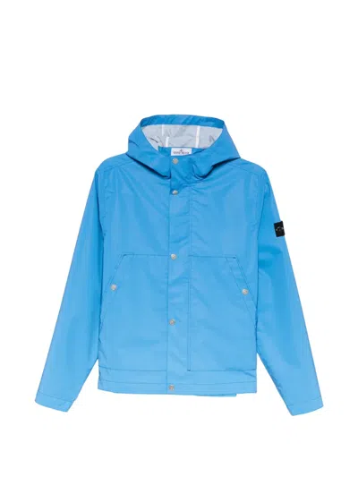 Stone Island Kids' Plated Reflective Wind-resistant Jacket In Blue
