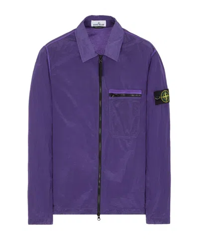 Stone Island Pleated Casual Jacket In Blue