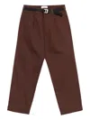 Stone Island Pleated-front Belted Trousers In Brown