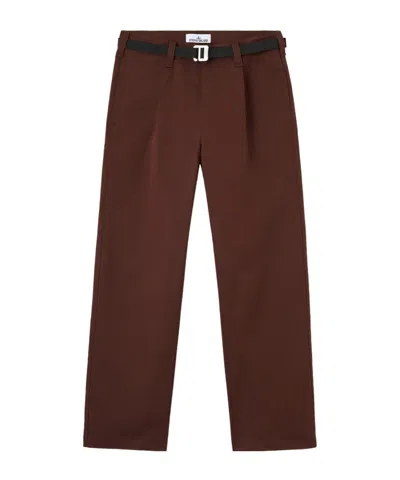 STONE ISLAND PLEATED-FRONT BELTED TROUSERS