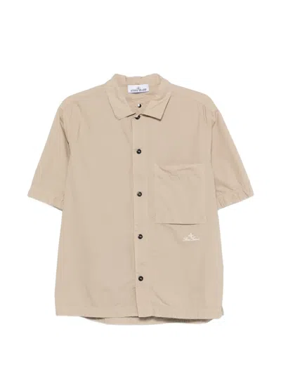 Stone Island Lightweight Cotton Shirt Desert In Neutral