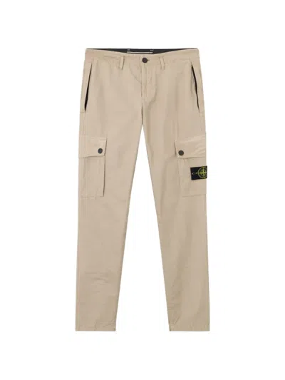 Stone Island Pocket Cargo Trousers In Neutral