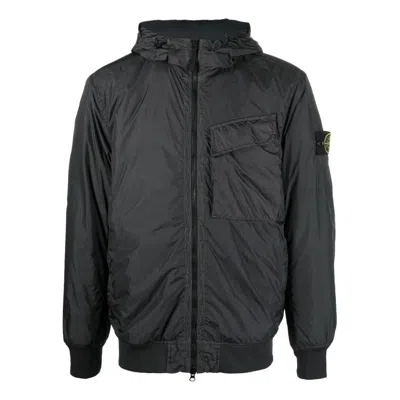 Stone Island Pocket Detail Crinkle Reps Jacket 'charcoal' In Black
