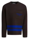 Stone Island Pocket-detail Striped Sweater In Brown