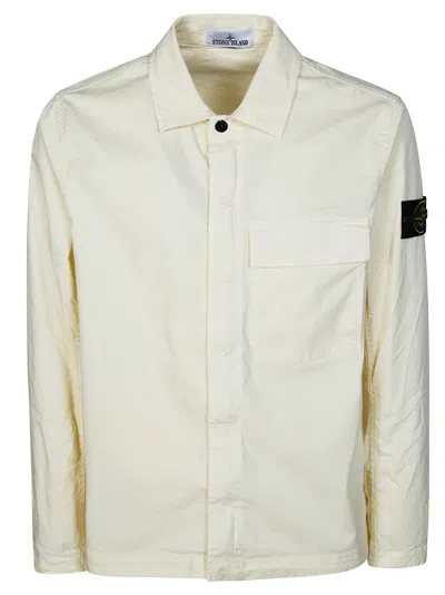 Stone Island Off-white Compass Logo Shirt Jacket In Neutral