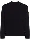 Stone Island Lightweight Wool Crew Neck Sweater With Raglan Sleeves Clothing In Black