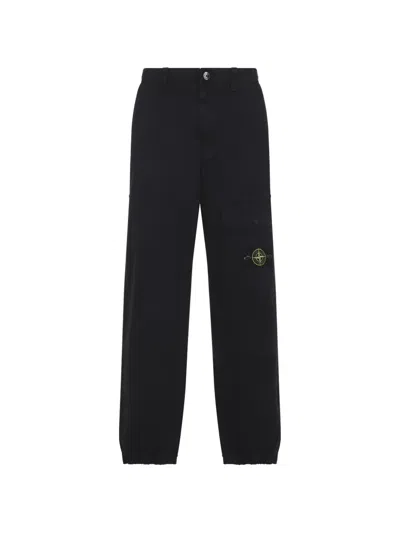 Stone Island Pocket Logo Trousers In Black