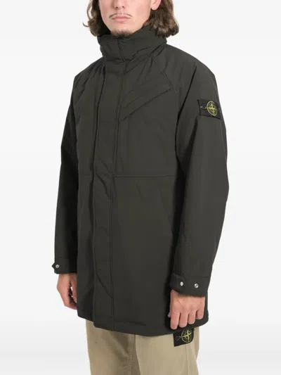 Stone Island Pocket Padded Coat In Green