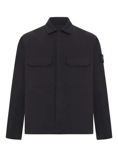Stone Island Long-sleeved Shirt In Black