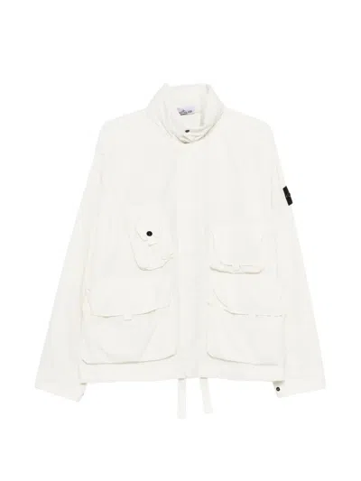 Stone Island Pocket Zip Jacket In White
