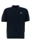 Stone Island Men's Navy Cotton Polo Shirt With Logo Patch