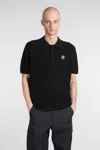 Stone Island Black Piquet Polo Shirt In Black