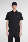 Stone Island Logo Patch Short-sleeved Polo Shirt In Black