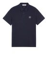 Stone Island Logo Patch Short-sleeved Polo Shirt In Blue