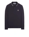 Stone Island Compass Patch Long-sleeved Polo Shirt In Bleu