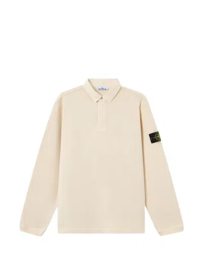 Stone Island Comfort-fit Polo Collar Sweatshirt With Snap Placket In Neutral