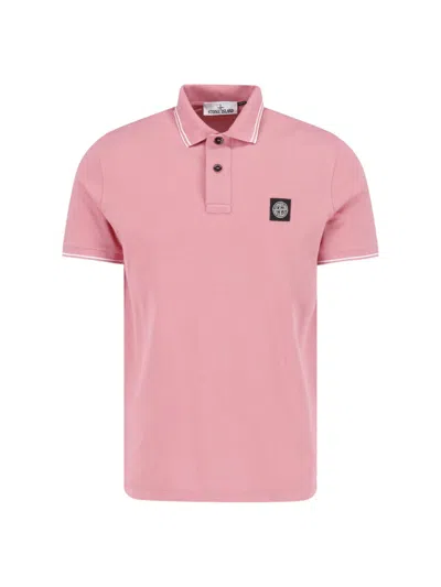 Stone Island Polo "compass" In Pink
