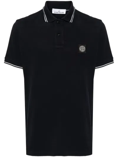 Stone Island Polo Con Logo In Black