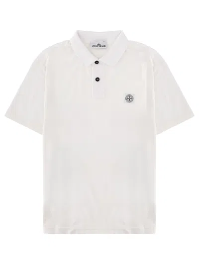 Stone Island Polo Con Logo In White