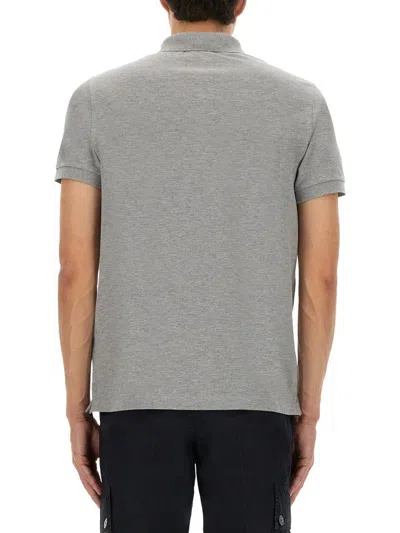 Stone Island Polo Con Patch Logo In Grey