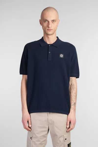 STONE ISLAND POLO IN BLUE COTTON