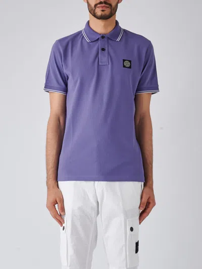 Stone Island Polo M/c Slim Fit T-shirt In Lavanda