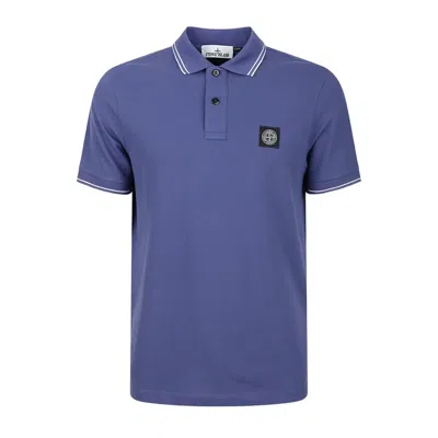 Stone Island Polo M/corta Slim Fit In Blue