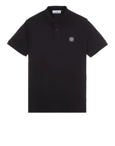 STONE ISLAND STONE ISLAND POLO NOIR COTON, ÉLASTHANNE