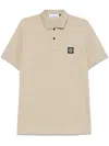 Stone Island Beige Cotton Polo With Short Sleeves In Neutral