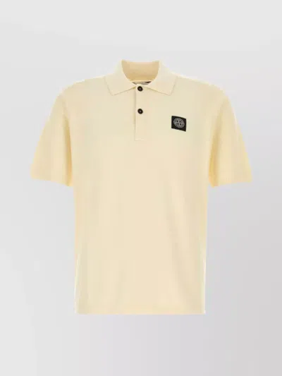 Stone Island Polo Shirt Cotton Ribbed Cuffs In Yellow