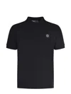 Stone Island Logo-patch Cotton Polo Shirt In Nero