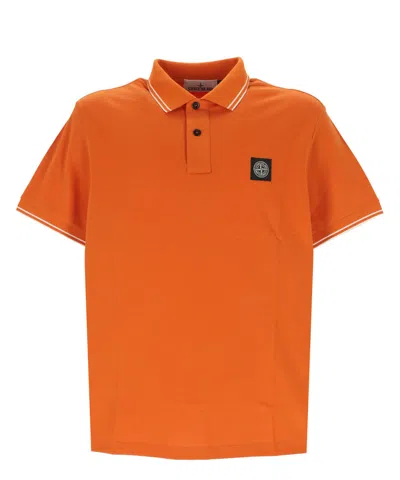 Stone Island Polo Shirt In Orange
