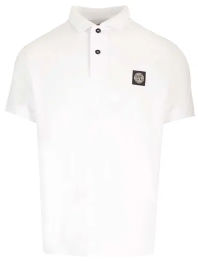 Stone Island Polo Shirt Slim Fit In Bianco