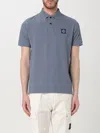 Stone Island Blue Stretch Piqué Logo Patch Polo Shirt In Avion