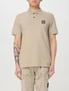 Stone Island Beige Cotton Polo With Short Sleeves In Neutral