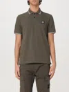 Stone Island Polo In Cotone Verde Oliva A Maniche Corte In Olive