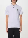 Stone Island White Pique Polo Shirt In Violet