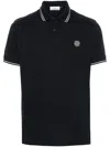 Stone Island Mens Black Brand-patch Regular-fit Stretch-cotton Polo Shirt Xl In Black