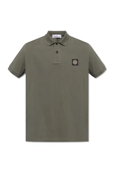 Stone Island Polo Shirt With Logo In Military