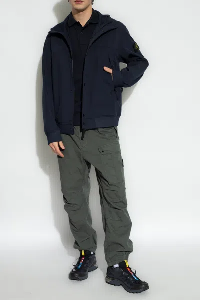 Stone Island Polo Shirt With Logo Patch In Navy Blue