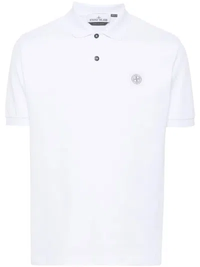 Stone Island Short Sleeve Polo Shirt Straight Fit Collar In White