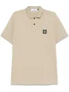 Stone Island Beige Cotton Polo With Short Sleeves In Neutral