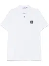 Stone Island White Pique Polo Shirt In White