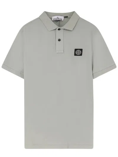 Stone Island Slim Fit Cotton Piqué Polo In Gray