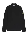 Stone Island Men's Ls Polo T-shirt In Black